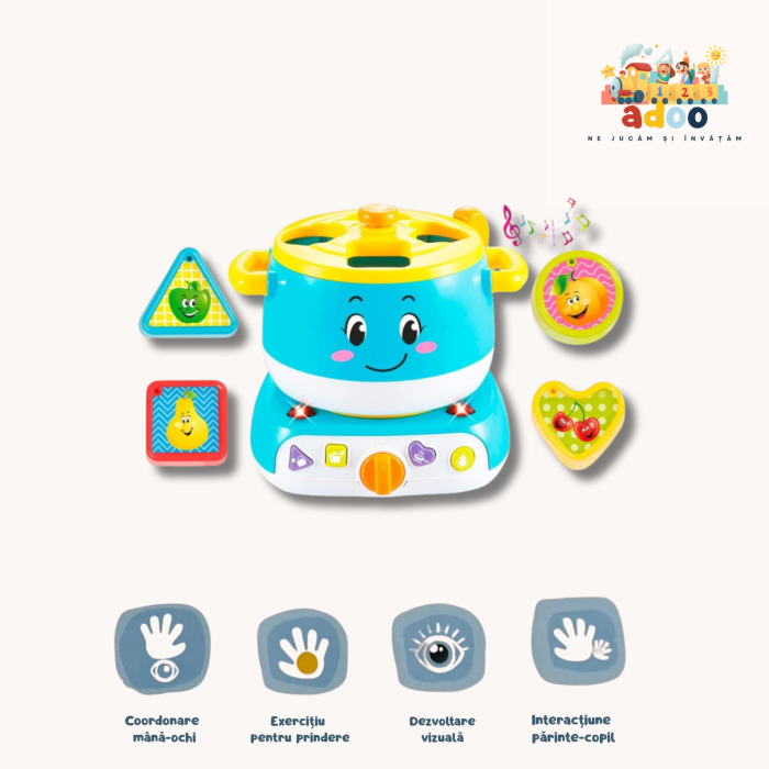 Jucarie interactiva bebe, Oala magica de gatit cu forme, sunete si lumini [1]