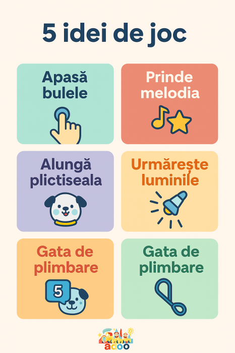 Jucarie interactiva Pop It Gopher cu lumini si muzica, tip breloc, model catelus, material silicon si ABS, bleu [2]