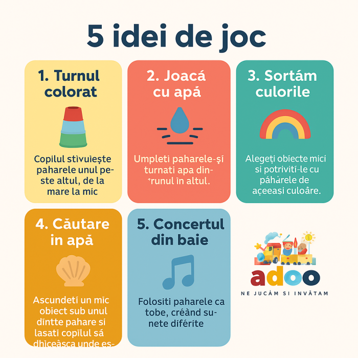 Pahare stivuibile pentru baie – joc senzorial pentru bebeluși și copii mici [3]