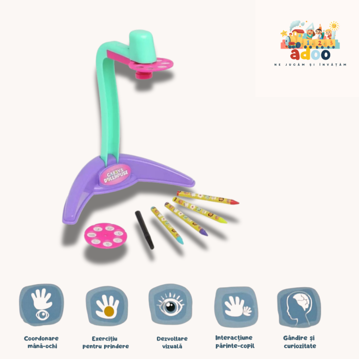 Proiector cu 14 imagini si creioane colorate Gabby's Dollhouse [1]