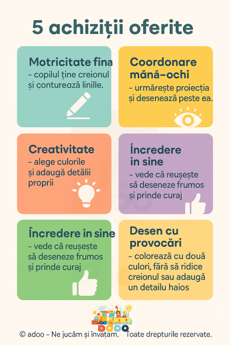 Proiector cu 14 imagini si creioane colorate Gabby's Dollhouse [3]