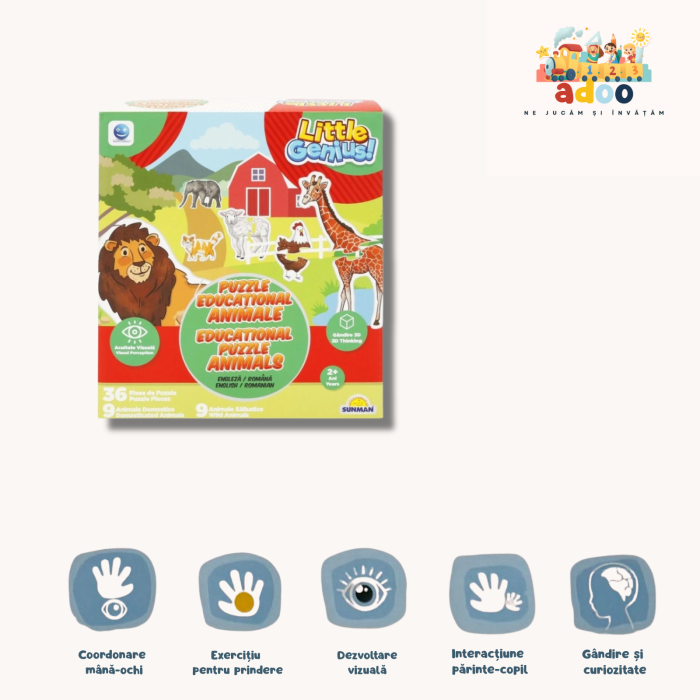 Puzzle educational cu animale, Smile Games, 36 piese [1]