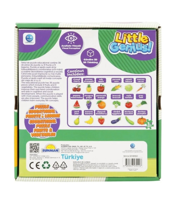 Puzzle educational cu fructe si legume, Smile Games, 36 piese [3]