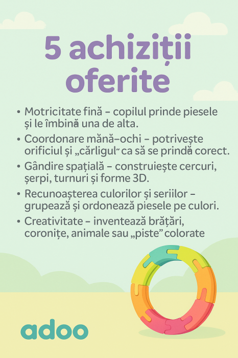 Puzzle pentru copii Fidget Loop, cu functie de stivuire si bucle de decomprimare, multicolor, 20cm [2]