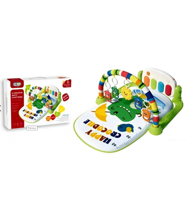 Saltea de joaca pentru bebelusi, arcada cu jucarii, interactiva, cu muzica si lumini, model crocodil, 77 x 60 x 38 cm [4]