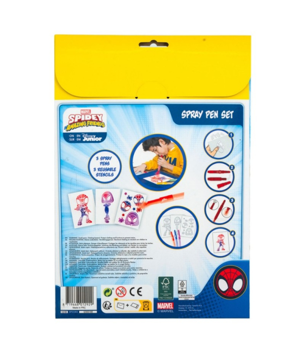 Set 3 carioci magice de suflat cu 3 sabloane reutilizabile Spidey, 3+ ani, Multicolor [4]