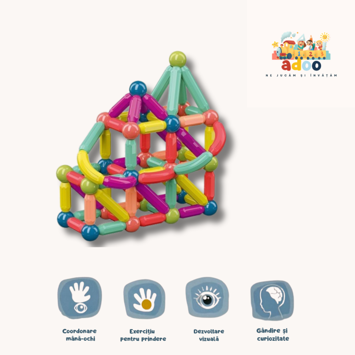 Set 36 piese magnetice de constructie, Forme geometrice, Multicolor [1]