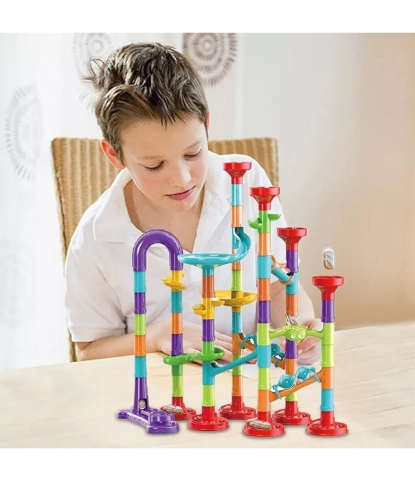 Set de constructie Marble Run cu bile din sticla, 93 piese, multicolor, 28 x 21 x 8 cm [4]