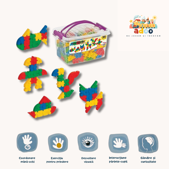 Set de constructie Smart Blocks - 160 de Piese, Multicolor [1]