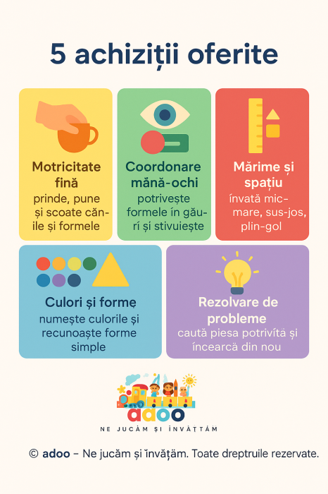 Set educativ de Stivuire si Sortare, Turnul cu animalute si cutie de depozitare, 15 piese [2]