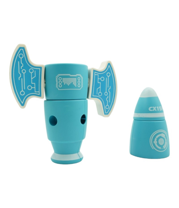 Set inteligent de blocuri magnetice pentru copii, 8 piese, cutie depozitare, racheta, albastru [4]