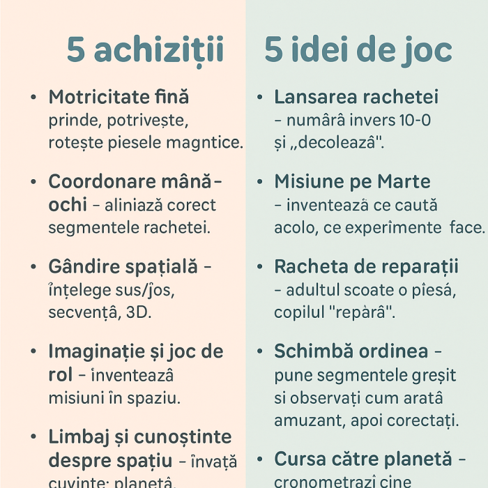 Set inteligent de blocuri magnetice pentru copii, 8 piese, cutie depozitare, racheta, albastru [2]