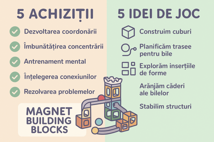 Set piese magnetice de constructie, Cu tobogane si bile, 23 piese, Multicolor [2]