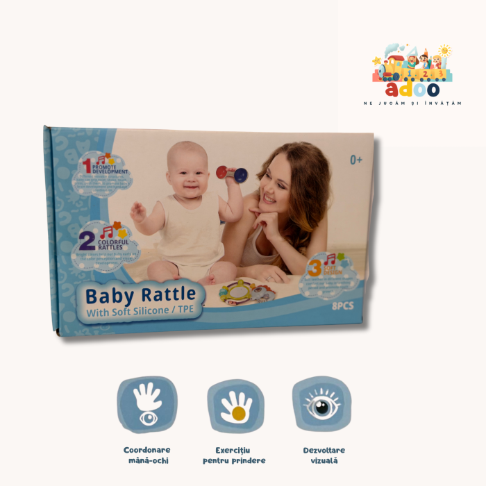 Set Zornăitoare și Jucării pentru Dentiție din Silicon – 8 Piese pentru Bebeluși 0+ luni [1]