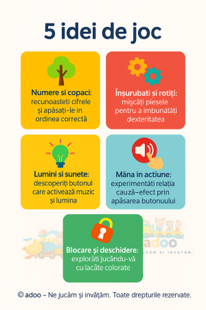 Busy Board Montessori cu Lumini și Sunete – Jucărie Interactivă pentru Stimularea Dezvoltării Copiilor [2]