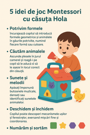 Căsuță Montessori interactivă Hola – sortator de forme și animale pentru dezvoltarea copilului (18 luni+) [2]
