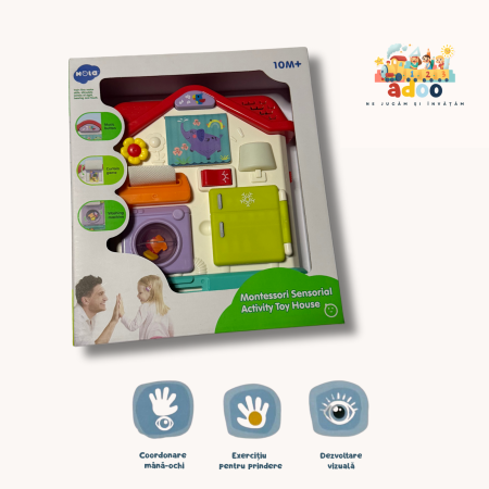 6–12 luni - Căsuță Montessori Interactivă – Jucărie Educațională pentru Bebeluși 10 luni+