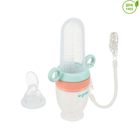 Diversificare - Dizpozitiv de hranire cu 2 tetine: suzeta fructe + lingurita, U-Grow