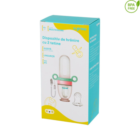 Dizpozitiv de hranire cu 2 tetine: suzeta fructe + lingurita, U-Grow [1]