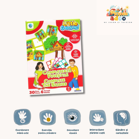 1-2 ani - Joc de memorie, Completeaza povestile, Smile Games, 30 piese