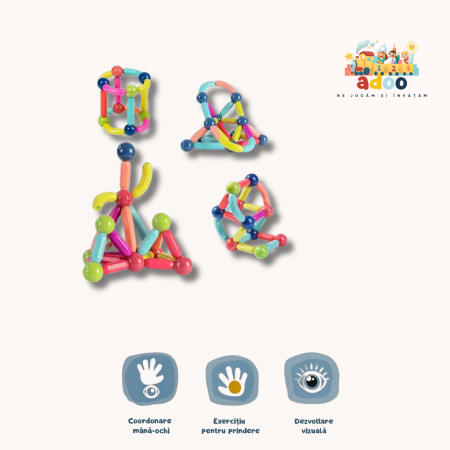 Jucarie antistres inele magnetice, 3 piese, Multicolor