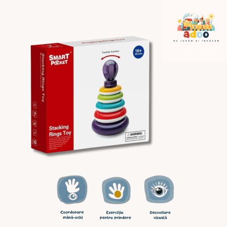 6–12 luni - Jucarie educativa Hopa Mitica, pentru dezvoltarea atentiei si abilitatilor cognitive, 23 x 20 x 6 cm