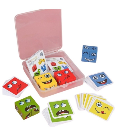 Jucarie Pentru Copii Montessori Cub din Lemn, Asamblare Fete, 64 de Carti Distractive, pentru Baieti si Fete, Varsta +3 ani [3]