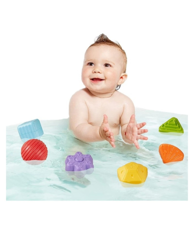 Jucarie senzoriala pentru bebelusi cub sortator cu benzi elastice si forme geometrice, Huanger [3]