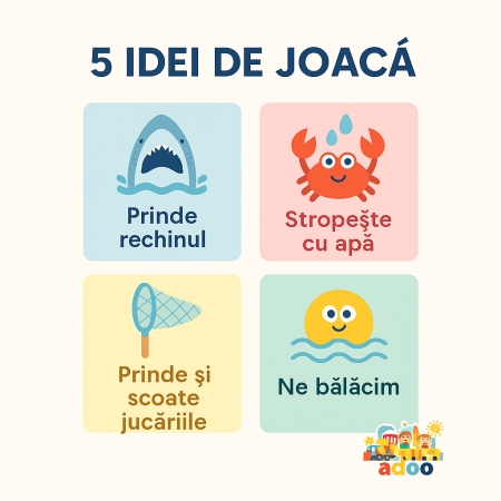 Jucarii de Baie Interactive Huanger pentru Copii - jucarie de baie Rechin si Plasa, Set 4 piese [2]