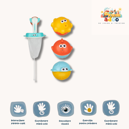 6–12 luni - Jucarii de Baie Interactive Huanger pentru Copii - jucarie de baie Rechin si Plasa, Set 4 piese