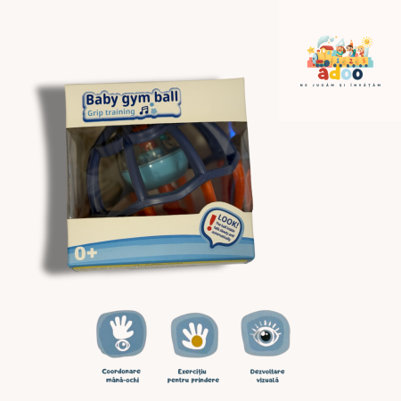 6–12 luni - Minge senzorială Baby Gym Ball – jucărie Montessori pentru dezvoltarea motricității și simțurilor bebelușului (0+ luni)