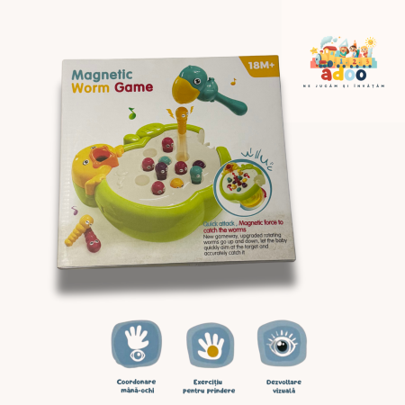 1-2 ani - Prinde Viermișorii! Joc Magnetic Amuzant și Educațional pentru Bebeluși
