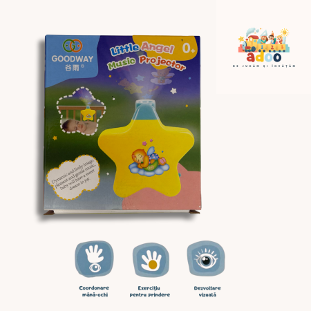 6–12 luni - Proiector de noapte pentru copii – steluță luminoasă cu muzică calmantă