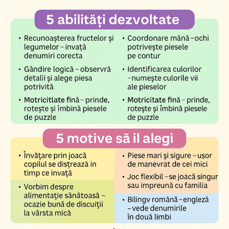 Puzzle educational cu fructe si legume, Smile Games, 36 piese [4]