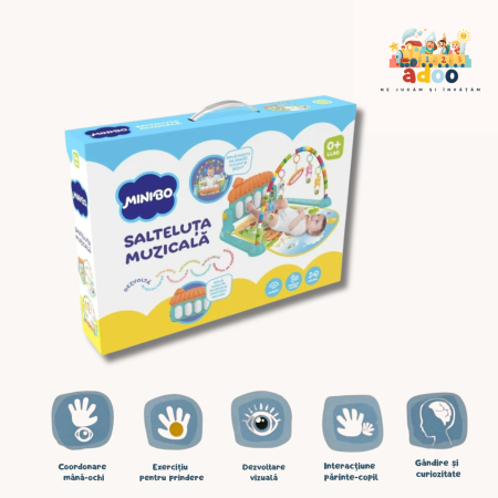 6–12 luni - Salteluta muzicala Minibo, Noriel Bebe, cu sunete si zornaitori