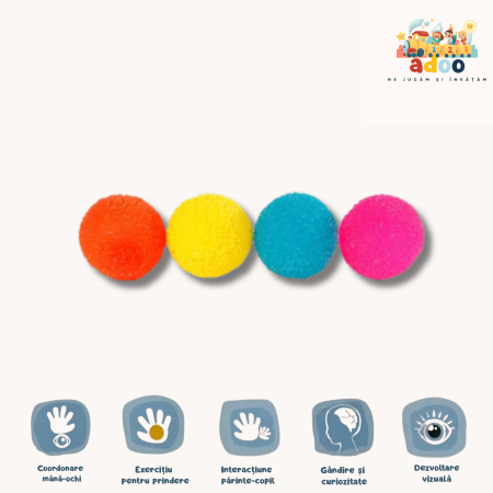 4-6 ani - Set 4 mingi săritoare luminoase – Culori Neon