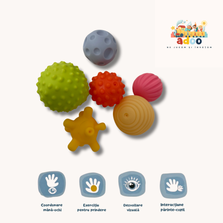 0–6 luni - Set 6 mingi senzoriale