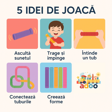 Set 8 Tuburi Senzoriale Extensibile – Jucărie Antistres Pop Tubes Colorate [1]