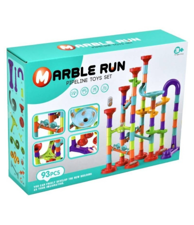 Set de constructie Marble Run cu bile din sticla, 93 piese, multicolor, 28 x 21 x 8 cm [4]