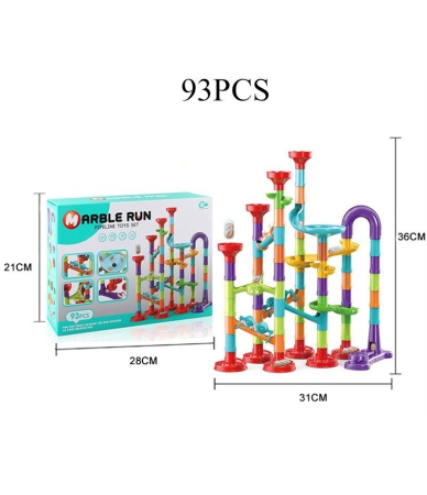 Set de constructie Marble Run cu bile din sticla, 93 piese, multicolor, 28 x 21 x 8 cm [5]