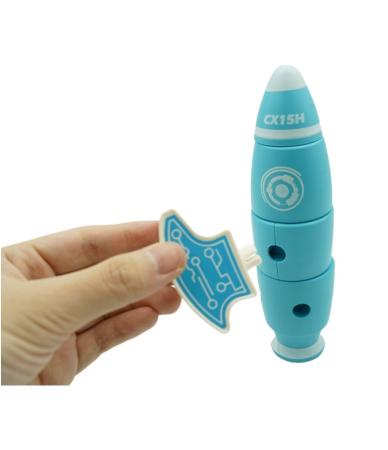 Set inteligent de blocuri magnetice pentru copii, 8 piese, cutie depozitare, racheta, albastru [4]