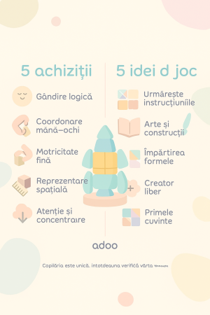 Set inteligent de constructie cu piese magnetice, 26 piese, pentru copii, +3 ani, multicolor [1]