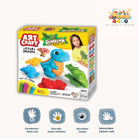 3-4 ani - Set pasta modelatoare 3D, Dinozauri