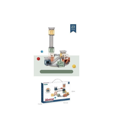 Set piese magnetice de constructie, Cu tobogane si bile, 23 piese, Multicolor [2]