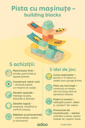 Set piese pentru constructie, Rampa auto, 30 piese, Masinute incluse [1]