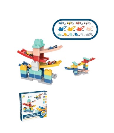 Set piese pentru constructie, Rampa auto, 30 piese, Masinute incluse [2]