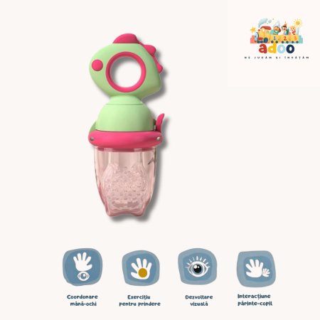 Diversificare - Suzeta pentru Fructe, Flippy, pentru Bebelusi, din Silicon Alimentar, +4 Luni, 2 mm Grosime Gauri Tetina, 12.4 x 5.1 x 4.7 cm, V