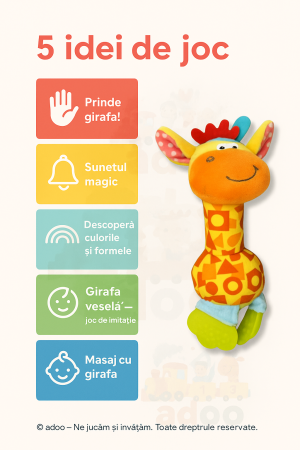 Zornăitoare Girafă din Pluș cu Mâner pentru Dentiție – Jucărie Educațională pentru Bebeluși [2]