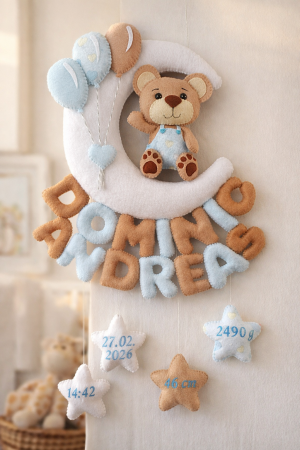 Decor personalizat din fetru - urs pe luna [2]