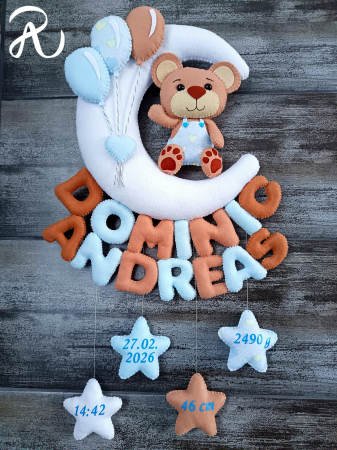 Decor personalizat din fetru - urs pe luna [1]